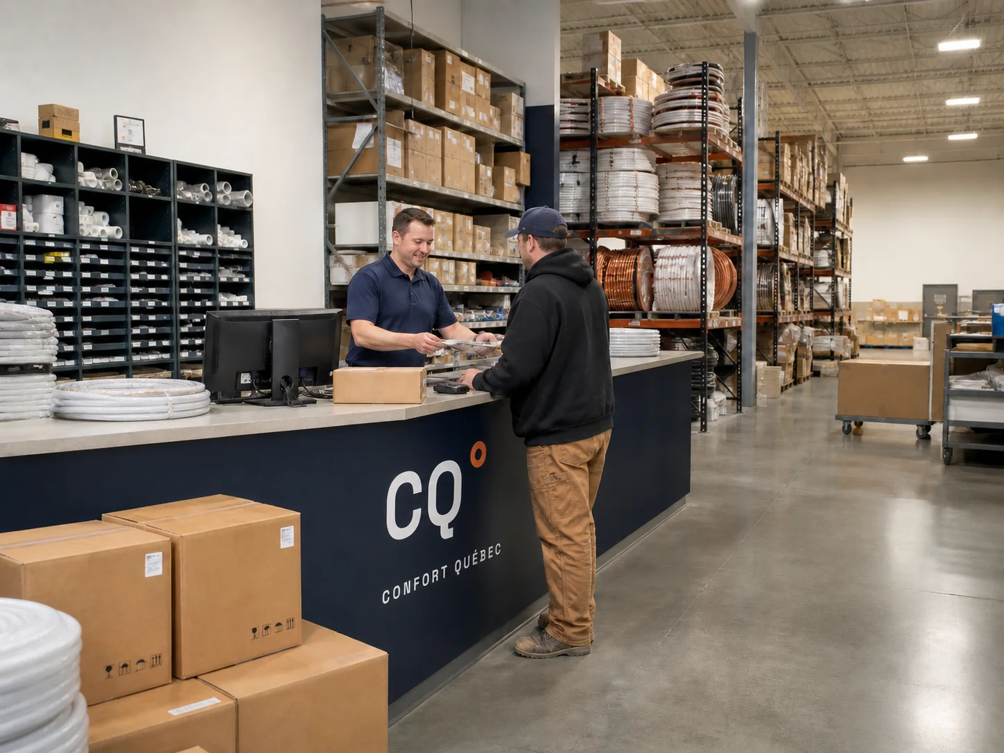 Comptoir Confort Québec de ramassage dans l'entrepôt de Brossard